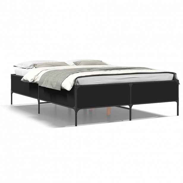 vidaXL Rám postele černý 150 x 200 cm kompozitní dřevo a kov