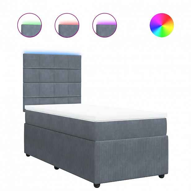 vidaXL Box spring postel s matrací tmavě šedá 90x190 cm samet
