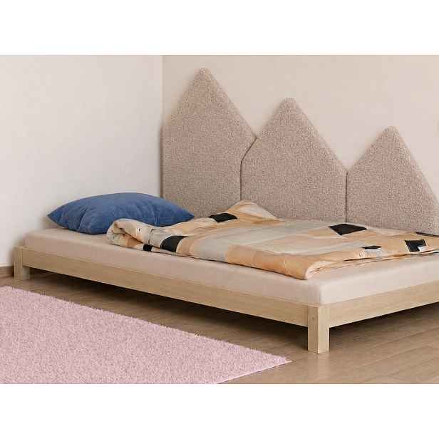 Čalouněný panel na zeď HORY z látky BOUCLÉ - levá strana Zvolte barvu: Krémová, Zvolte rozměr: 100x200 cm, Uchycení na zeď: Se samolepícím suchým zip…