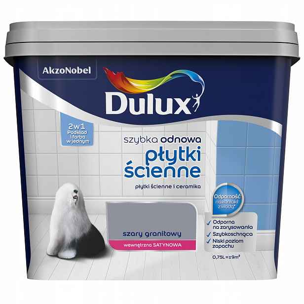 Dulux Barva Rychlá Obnova Stěnových Dlaždic 0,75L Šedá Granitová