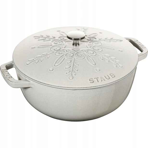 Hrnec litinový Staub La Marmite Sněhová vločka 24 cm 3,6 l, bílý lanýž