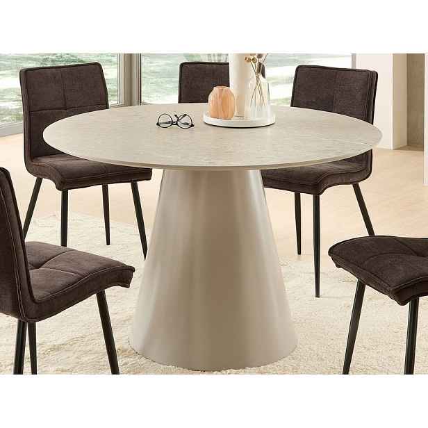 Kulatý jídelní stůl Garret 120 cm, imitace šedý kámen