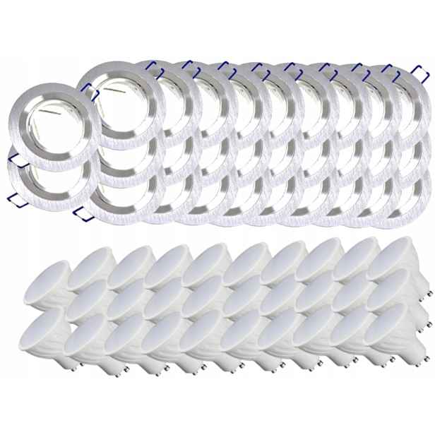 29x Hliníková Lampa Inox Bodové Osvětlení Led Žárovky 1,5W