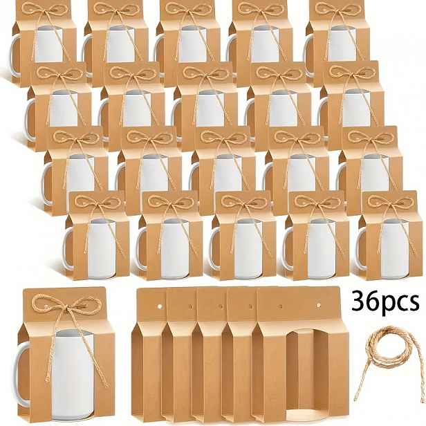 TEMU Dárek pro ni/ 36 ks - Dárková sada bílých hrnků, prázdná krabička se stuhou, hrnek 330 ml (11-12Oz) - Perfektní pro balení prázdných dárků,