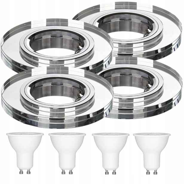4x Pevná Skleněná Stropní Lampa Halogenová Objímka Led Žárovky 5W