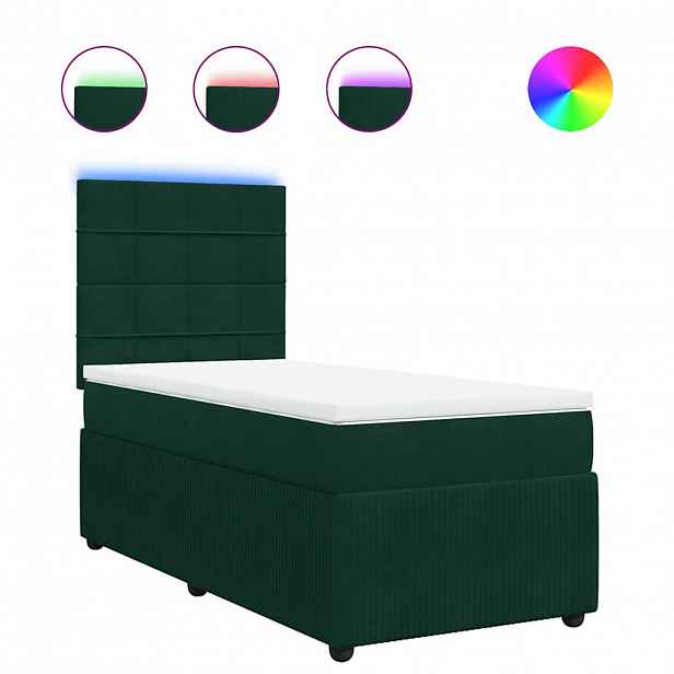 vidaXL Box spring postel s matrací tmavě zelená 90x190 cm samet