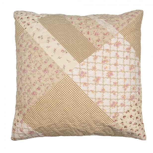 Béžový povlak na polštář s květy Patchwork - 50*50 cm Clayre & Eef