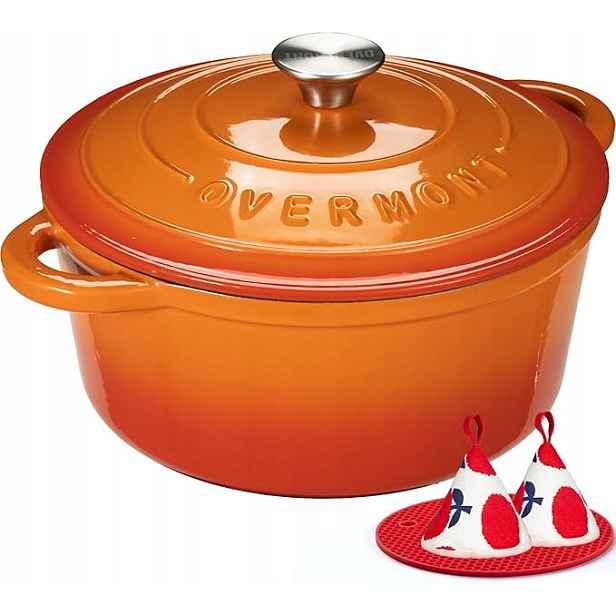 Hrnec smaltovaný litinový hrnec Overmont dušení 28 cm 6,1 l