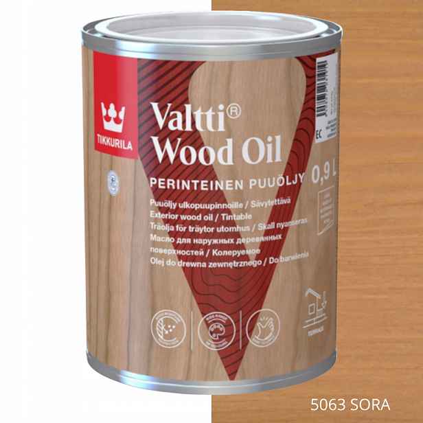 Tikkurila Valtti Wood Oil Olej Na Dřevo 0,9 L Barva 5063 Sora