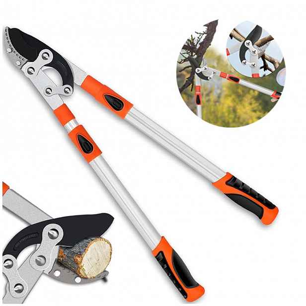 Zahradní nůžky 69-100 cm stříbrno-oranžové na větve 70 mm