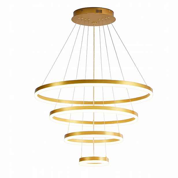 Závěsná Lampa 4 Kroužky Led Kola Zlatá Moderní Moderna nad Schody Chodba