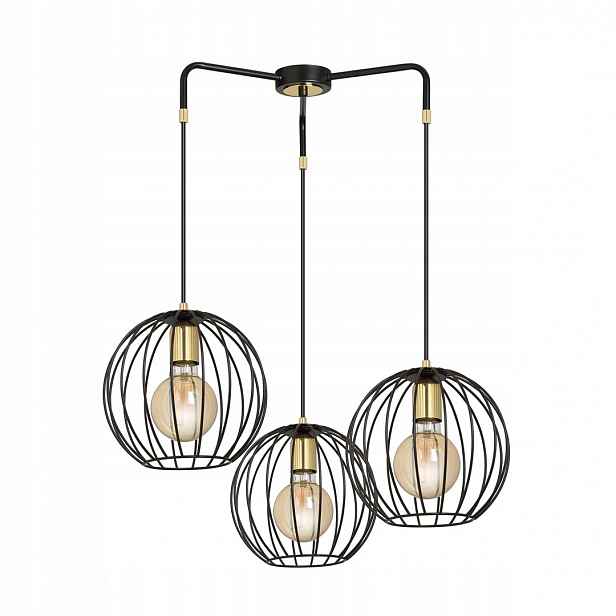Závěsná lampa Albio 3 Black moderní, loftová, černá/zlatá