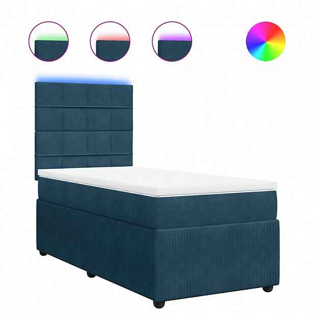 vidaXL Box spring postel s matrací modrá 90 x 190 cm samet