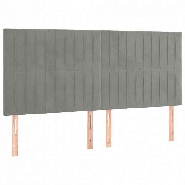 vidaXL Čelo postele světle šedé 200 x 5 x 118/128 cm sametové