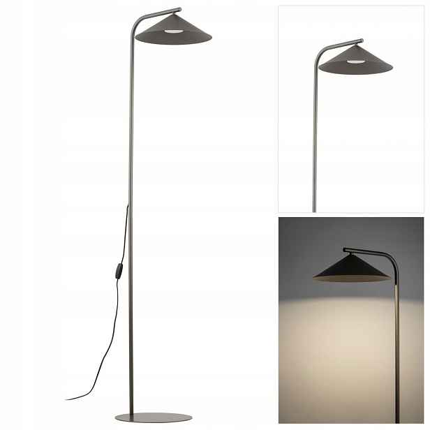 Hnědá podlahová lampa Lume je moderní vedle křesla v obývacím pokoji Tk Lighting