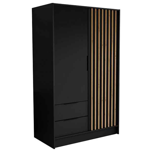 MASSENO ŠATNÍ SKŘÍŇ S OTOČNÝMI DVEŘMI PELOR, 102/200/51 cm moderní 2dveřová, černá