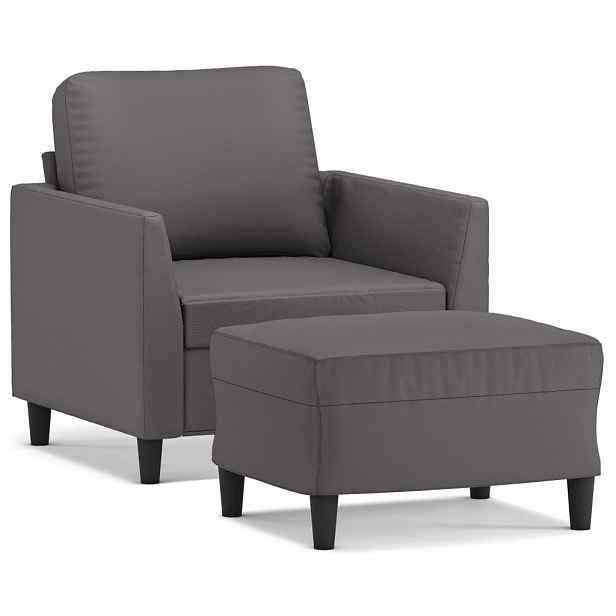 vidaXL Křeslo s podnožkou šedé 60 cm umělá kůže