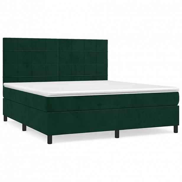 vidaXL Box spring postel s matrací tmavě zelená 160x200 cm samet