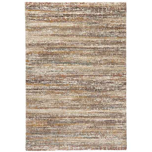 Koberec Shaggy do obývacího pokoje 80x150 cm, béžovo-hnědý vzor, měkké štětiny