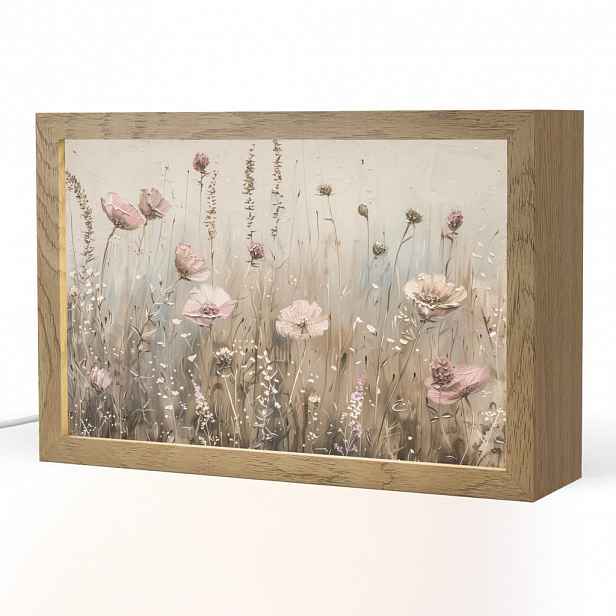 OnlyWow STOLNÍ LAMPA Květiny - růžová - moderní - béžová 30x20 cm
