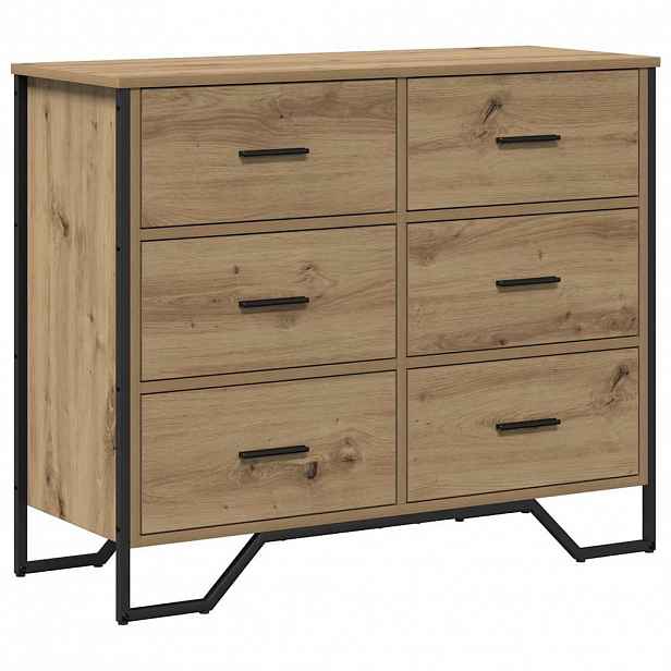 vidaXL Příborník 6-Zásuvka Artisanový dub 91 x 35,5 x 74,5 cm