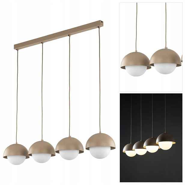 Závěsná lampa Bono bílá, čtyři zdroje v moderním obývacím pokoji Tk Lighting