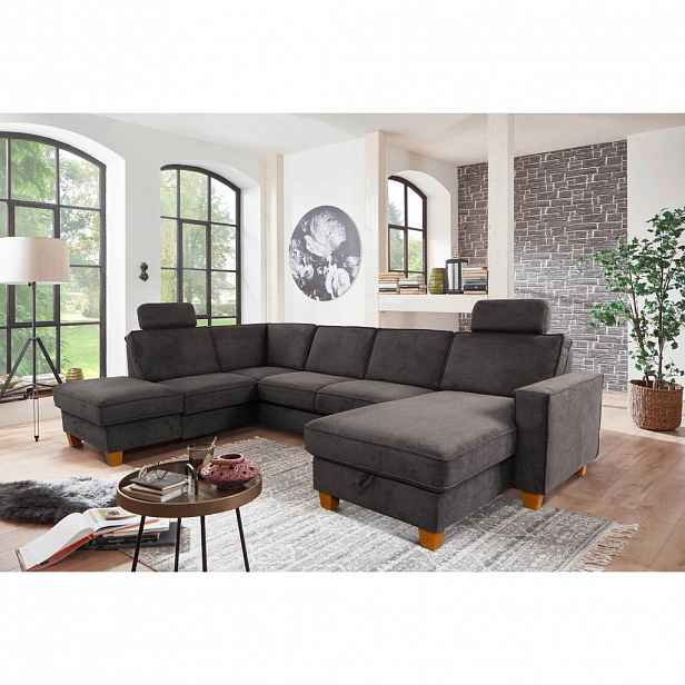 Sit & More SEDACÍ SOUPRAVA, textil, tmavě šedá