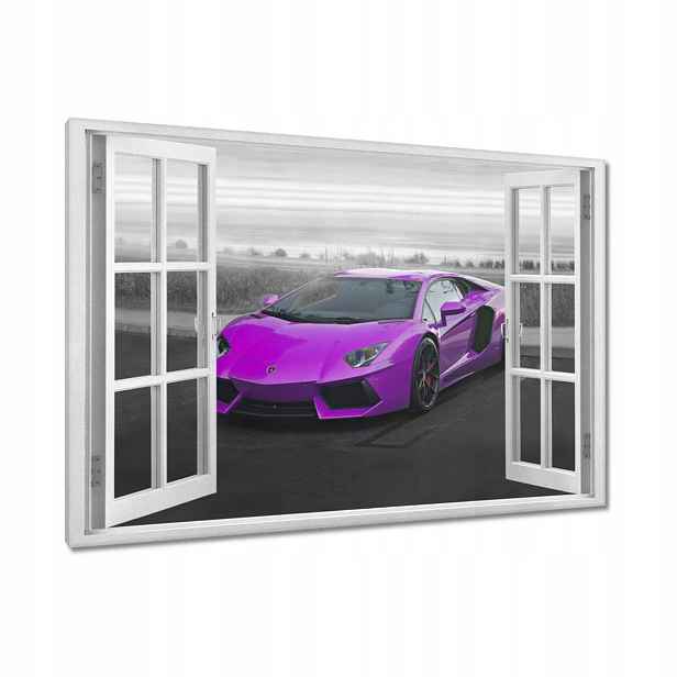 Obrazy 90x60 Růžové sportovní auto
