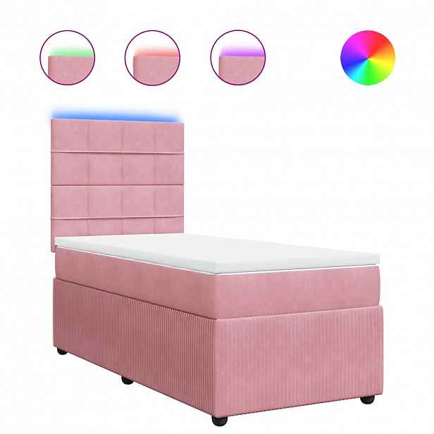 vidaXL Box spring postel s matrací růžová 90x190 cm samet