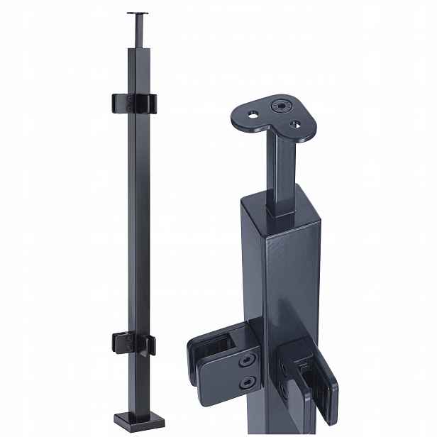 Rohový Sloupek 110 cm Sklo 4 Úchytky 40x40 Antracit Nerezové zábradlí