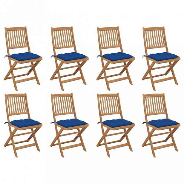 Skládací zahradní židle s poduškami 8 ks Modrá