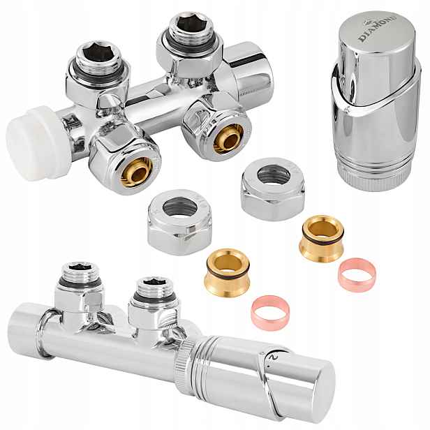 Termostatická Sada Ke Radiátoru 1/2" Rohová Chromová DN15 Diamond