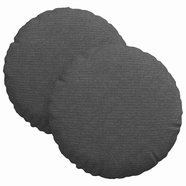 vidaXL Polštáře na sedadla 2 ks Žebrovaná látka Tmavě šedá Ø30 x 13 cm