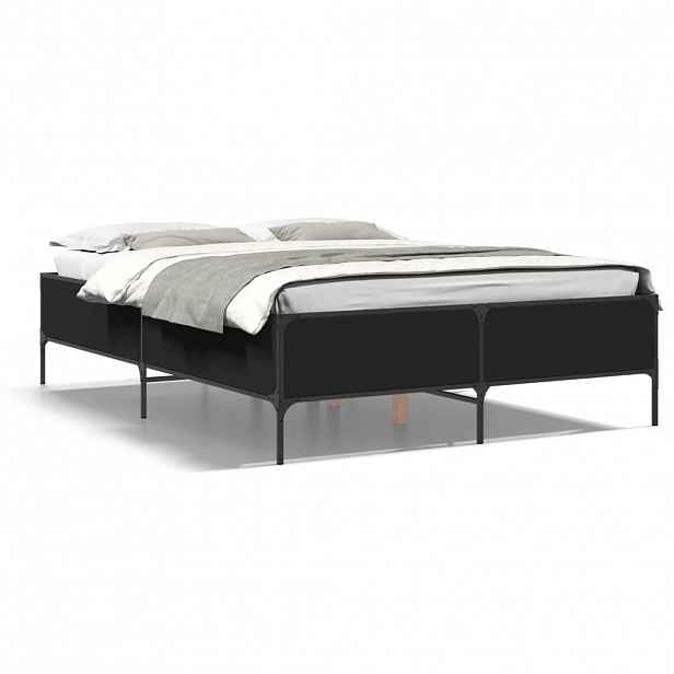 vidaXL Rám postele černý 140 x 200 cm kompozitní dřevo a kov