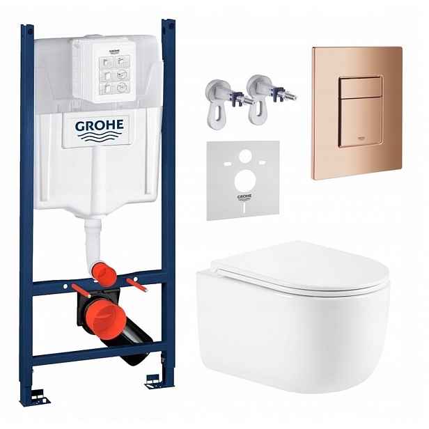 Wc sada Grohe Rapid s mísou Tornado Lesna tlačítko měděný lesk