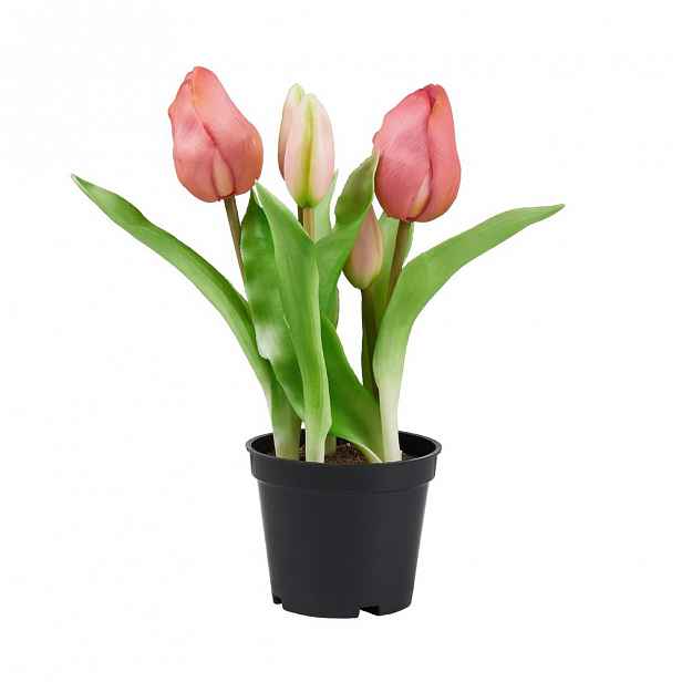 Butlers FLORISTA Tulipány "Real Touch" v květináči - sv. růžová