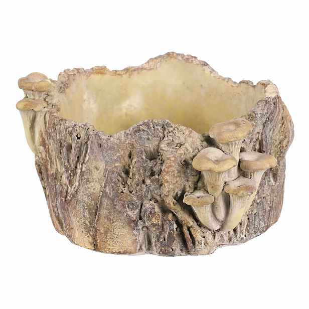 Obal betonový - pařez s houbami, 26 x 24 x 14 cm, 26 cm