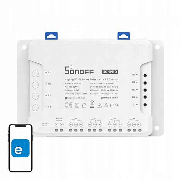 Sonoff 4CH R3 Pro Reléový spínač Wifi Rf 4 kanály eWelink smart Din