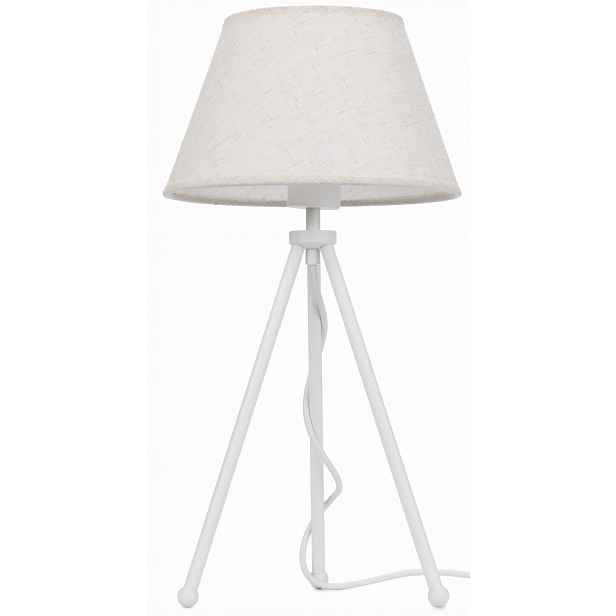 Stojací lampa Neptun Mini bílá s lněným stínidlem Karo