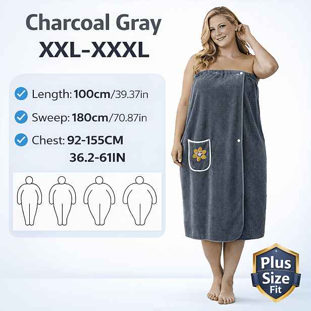 TEMU 100*180 cm Fólie na ručníky Plus Size Župan Měkký Absorpční Pohodlný Prodyšný Nastavitelný Stahovací Šňůrka Vyšívaný Květinový Kapesník
