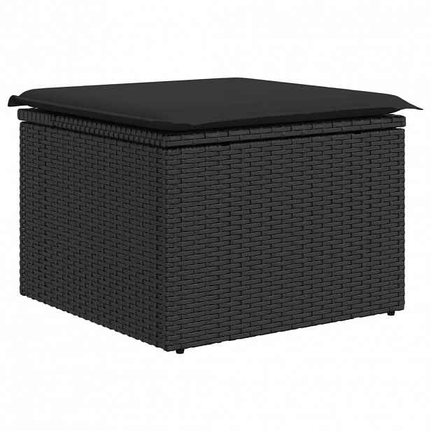 vidaXL Zahradní stolička s polštářem černá 55x55x37 cm polyratan