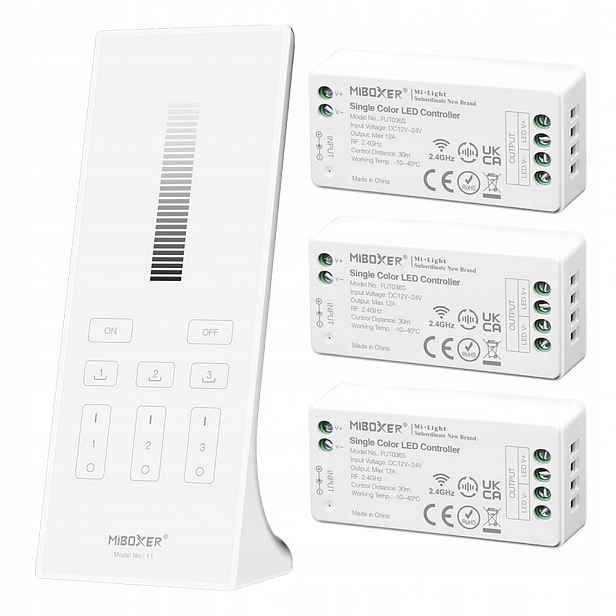 3X Stmívač Ovladač Dálkový Ovladač Zónový Mono MiBOXER 432W Bílý Y1 FUT036S