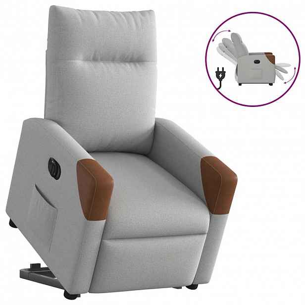 vidaXL Elektrické zvedací polohovací křeslo obláčkově šedé textil
