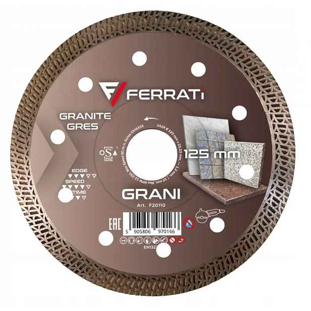 Ferrati Grani Diamantový Kotouč Řezací 125 x 22,23 mm Gres Keramika Cihla