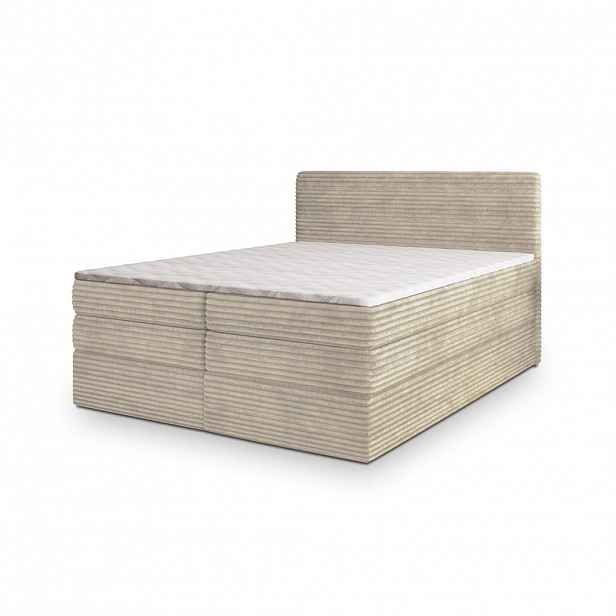 MASSENO POSTEL BOXSPRING LUNERA 160x200 cm, s matrací a úložným prostorem, krémová