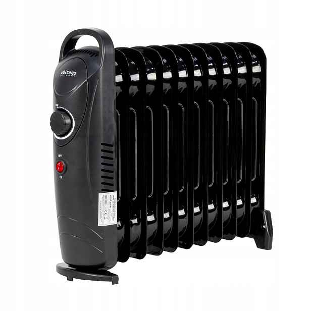 Olejový Radiátor Mini 11 Žeber Silný 1200W Černý Volteno
