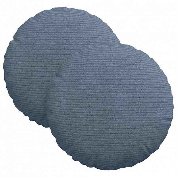 vidaXL Polštáře na sedadla 2 ks Žebrovaná látka Modrá Ø30 x 13 cm
