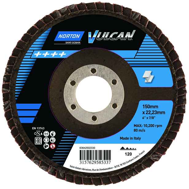 Kotouč brusný lamelový Norton Vulcan R842 150×22,23 mm 120