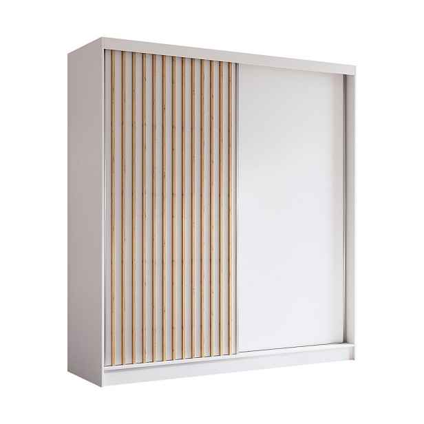 MASSENO ŠATNÍ SKŘÍŇ S POSUVNÝMI DVEŘMI LAMELLO, 200/216/61 cm 2dveřová, bílá