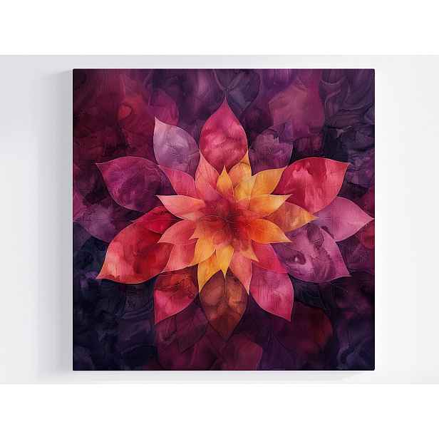 Obraz Na Plátně Canvas Květina Mandala Abstrakce Fialová Červená 50x50